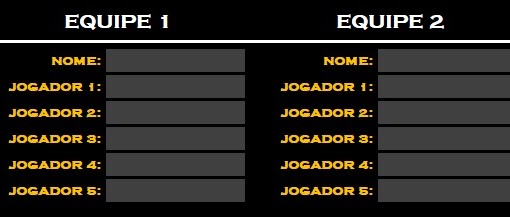 tela onde escreve o nome de até 10 jogadores